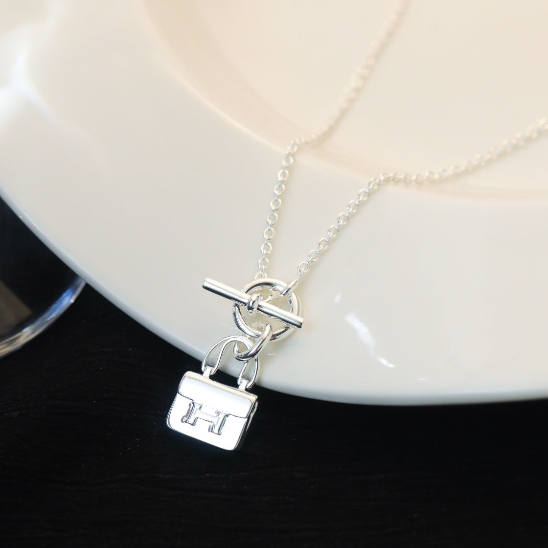 [Zalyn]POP H PEDANT SILVER NECKLACE