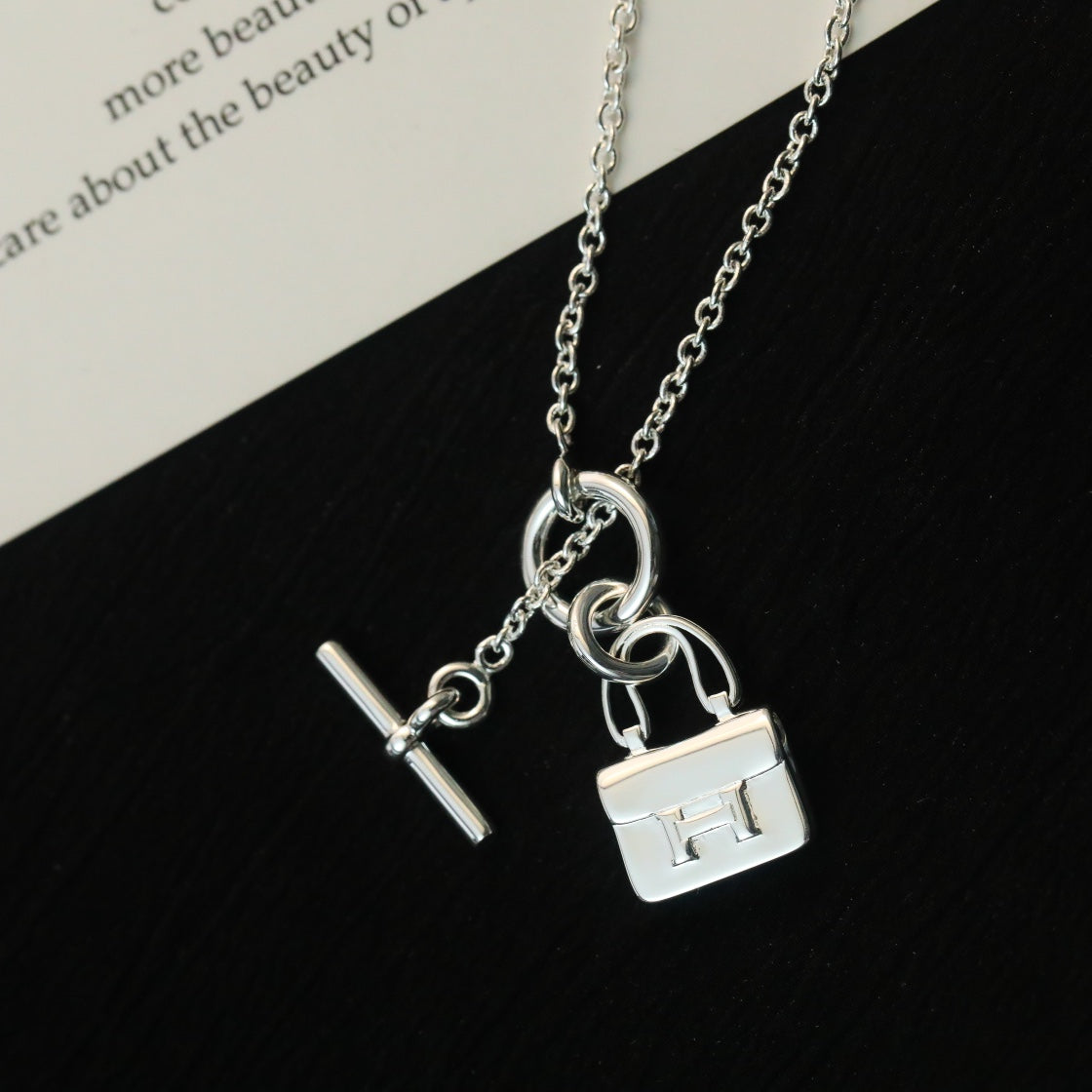 [Zalyn]POP H PEDANT SILVER NECKLACE