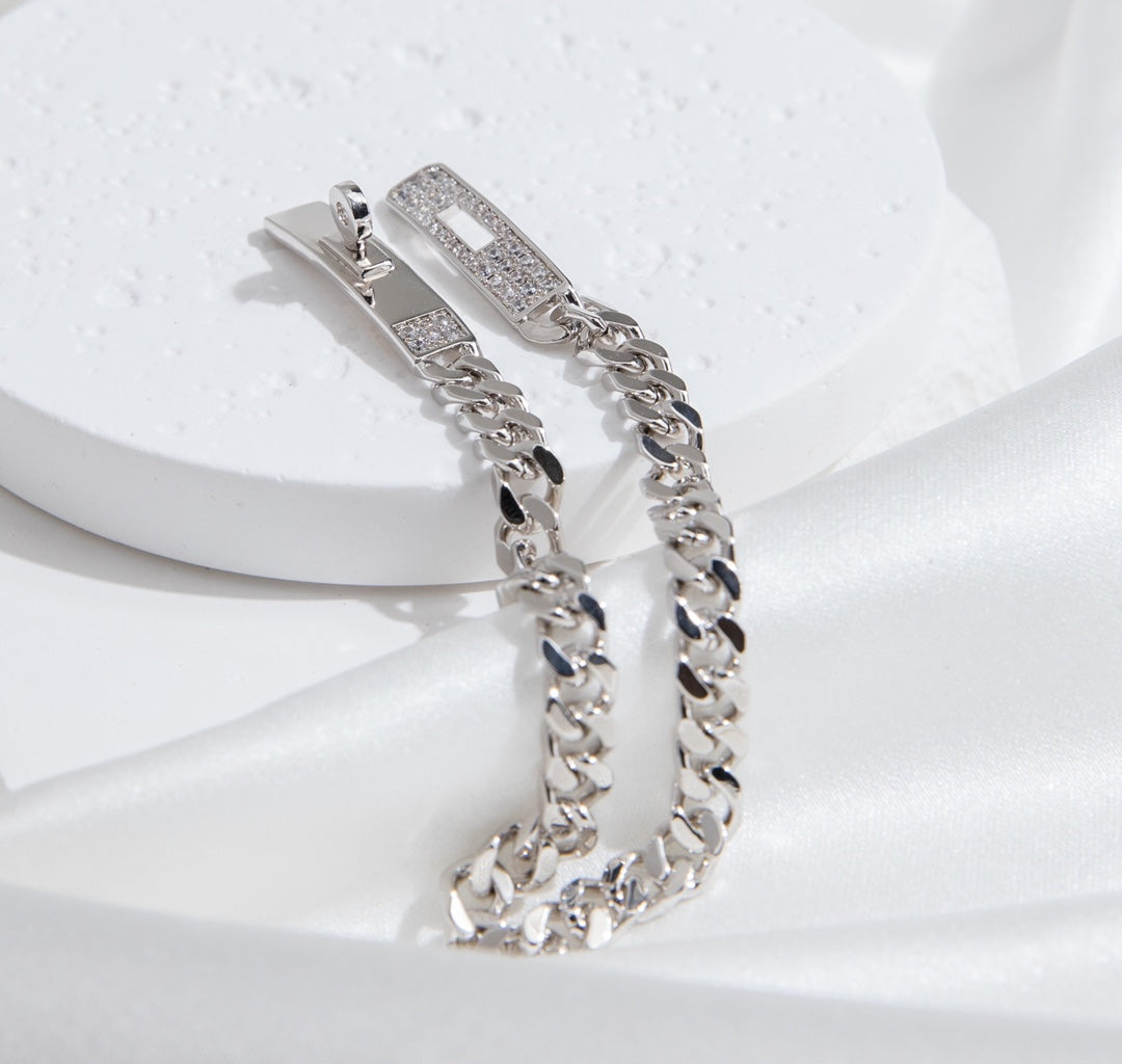 [Zalyn]KELLY CHAIN SILVER DIAMOND BRACELET