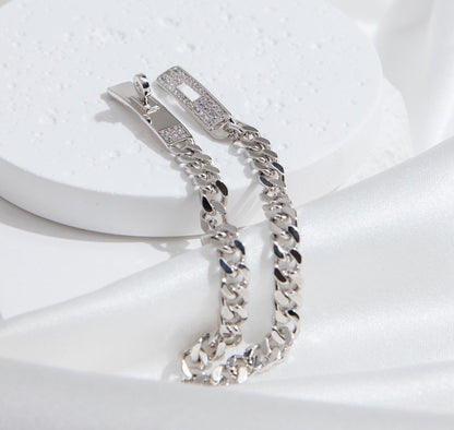 [Zalyn]KELLY CHAIN SILVER DIAMOND BRACELET