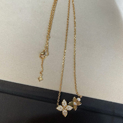 [Zalyn Jewelry ]STAR BLOSSOM NECKLACE PINK GOLD DIAMONDS