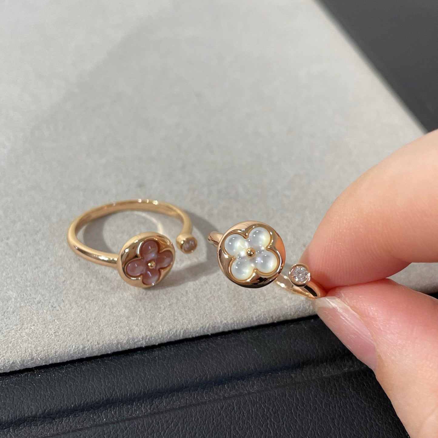 [Zalyn]SUN 1 DIAMOND PINK MOP RING