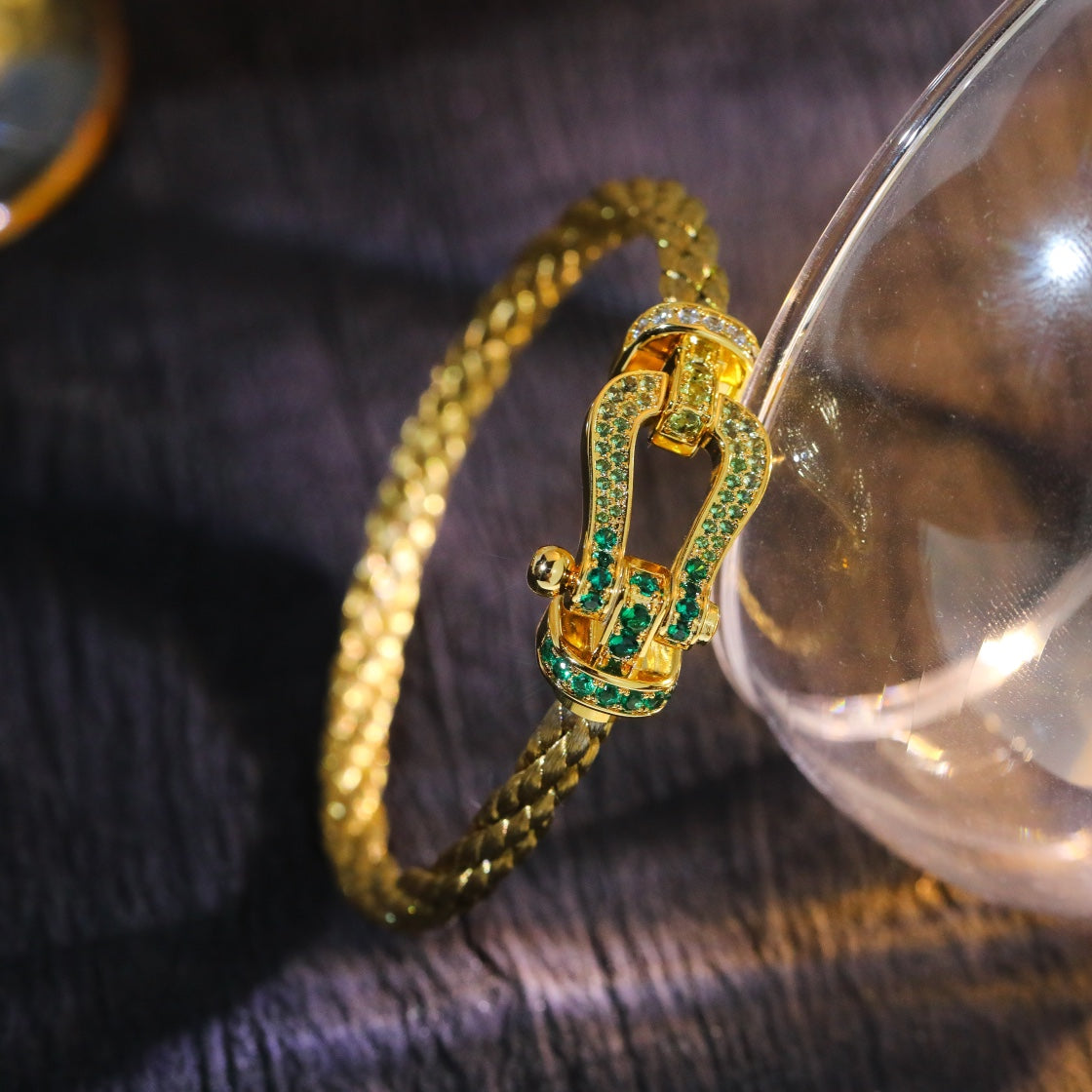 [Zalyn Jewelry ]FORCE 10 GOLD GREEN DIAMOND PAVED