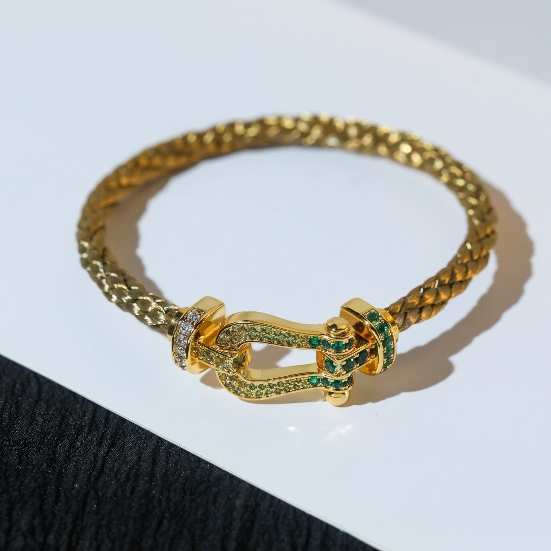 [Zalyn Jewelry ]FORCE 10 GOLD GREEN DIAMOND PAVED