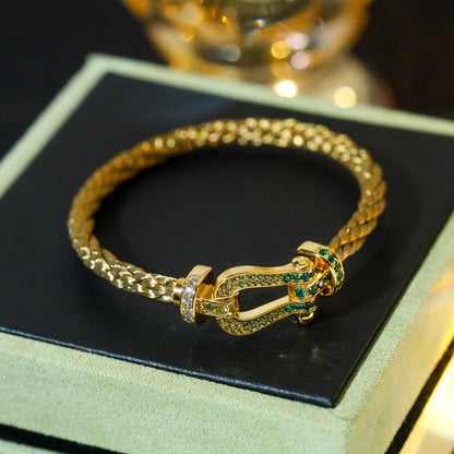 [Zalyn Jewelry ]FORCE 10 GOLD GREEN DIAMOND PAVED