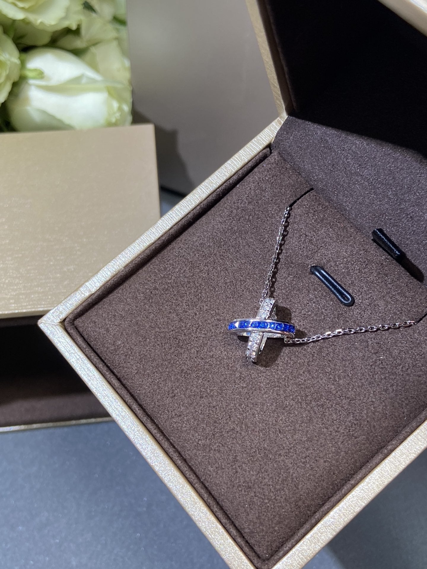 [Zalyn]LIENS DIAMOND SILVER NECKLACE