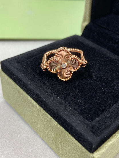 [Zalyn]LUCKY CLOVER ROSE GOLD REVERSIBLE RING