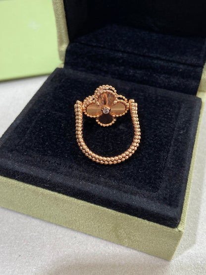 [Zalyn]LUCKY CLOVER ROSE GOLD REVERSIBLE RING