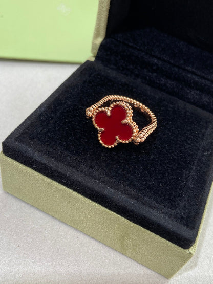 [Zalyn]LUCKY CLOVER ROSE GOLD REVERSIBLE RING