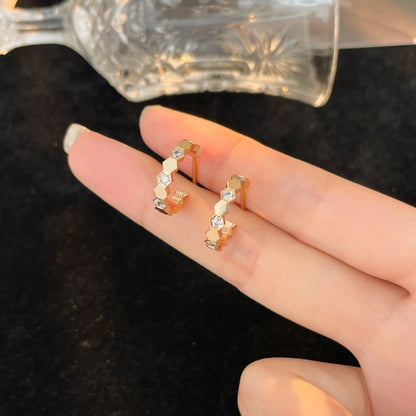 [Zalyn]BEE LOVE DIAMOND HOOP EARRINGS