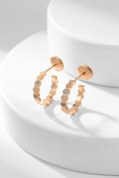[Zalyn]BEE LOVE DIAMOND HOOP EARRINGS