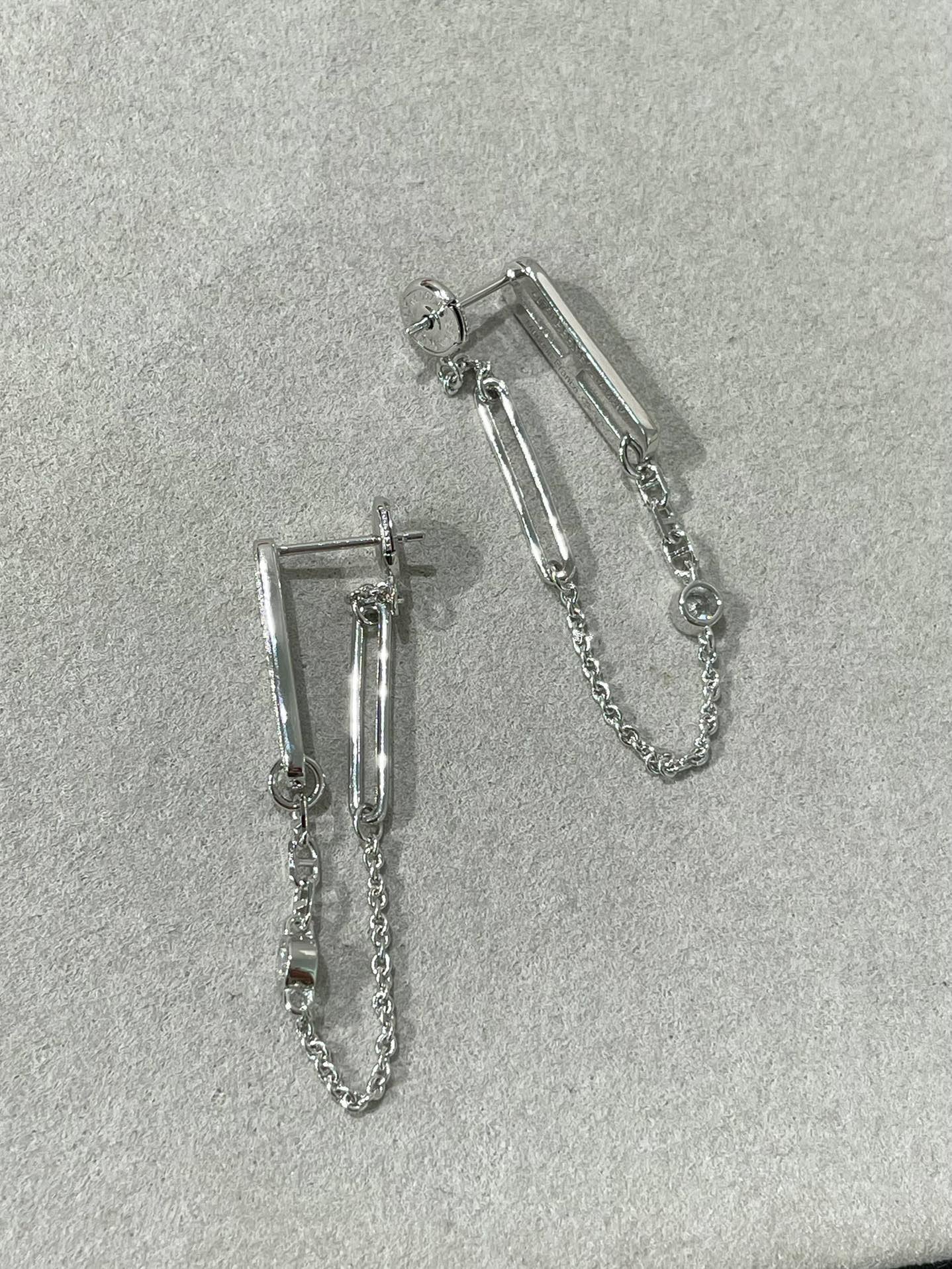 [Zalyn]CHAINE CHAOS DIAMOND DROP EARRINGS