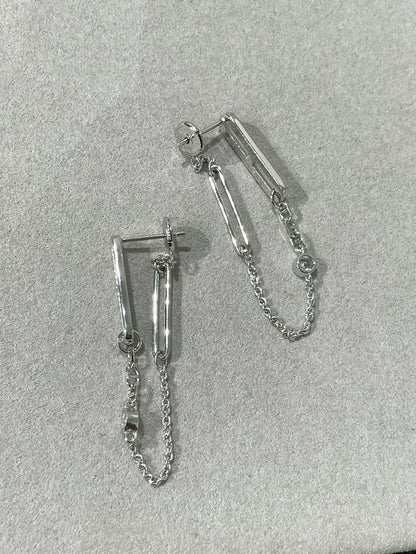 [Zalyn]CHAINE CHAOS DIAMOND DROP EARRINGS