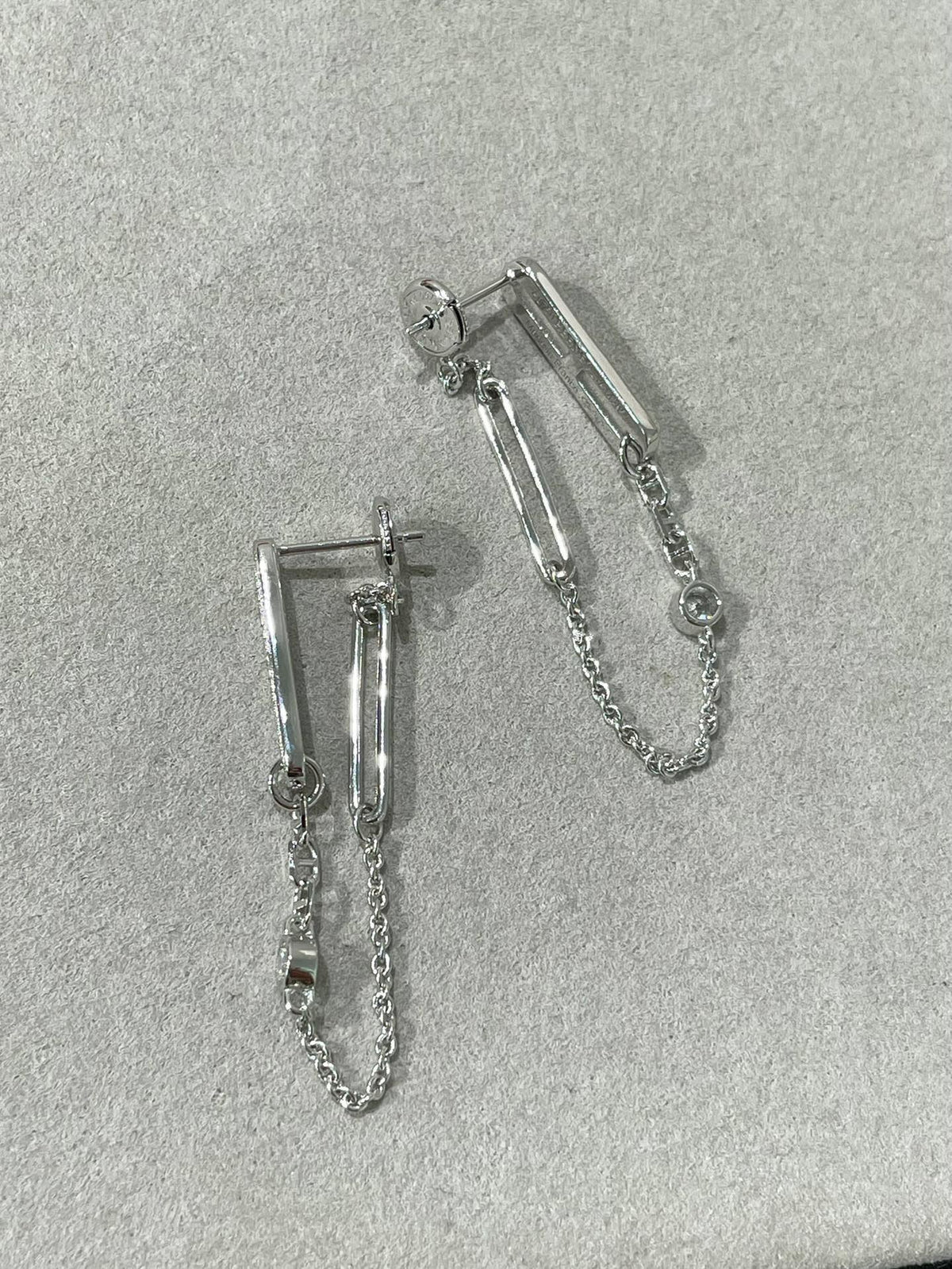 [Zalyn Jewelry ]CHAINE CHAOS DIAMOND DROP EARRINGS