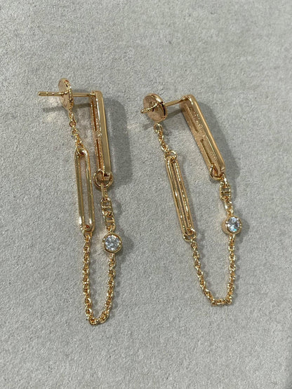 [Zalyn]CHAINE CHAOS DIAMOND DROP EARRINGS