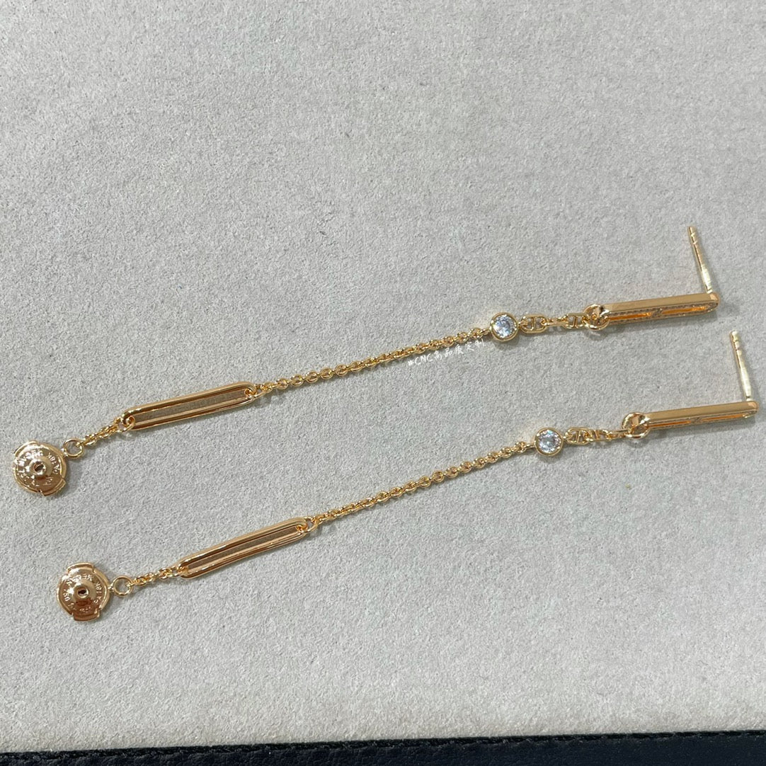 [Zalyn]CHAINE CHAOS DIAMOND DROP EARRINGS