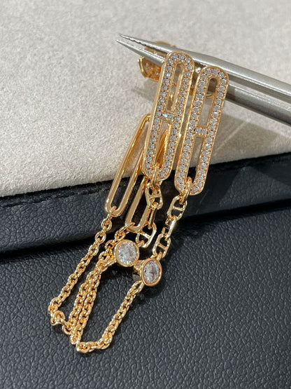 [Zalyn]CHAINE CHAOS DIAMOND DROP EARRINGS