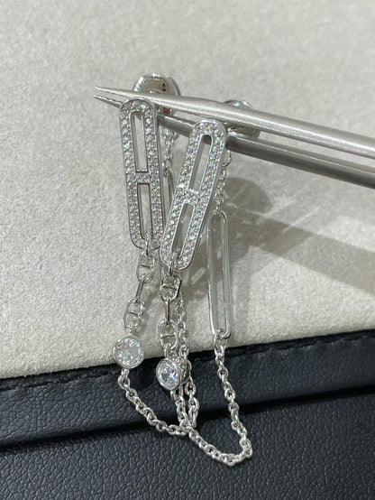 [Zalyn]CHAINE CHAOS DIAMOND DROP EARRINGS