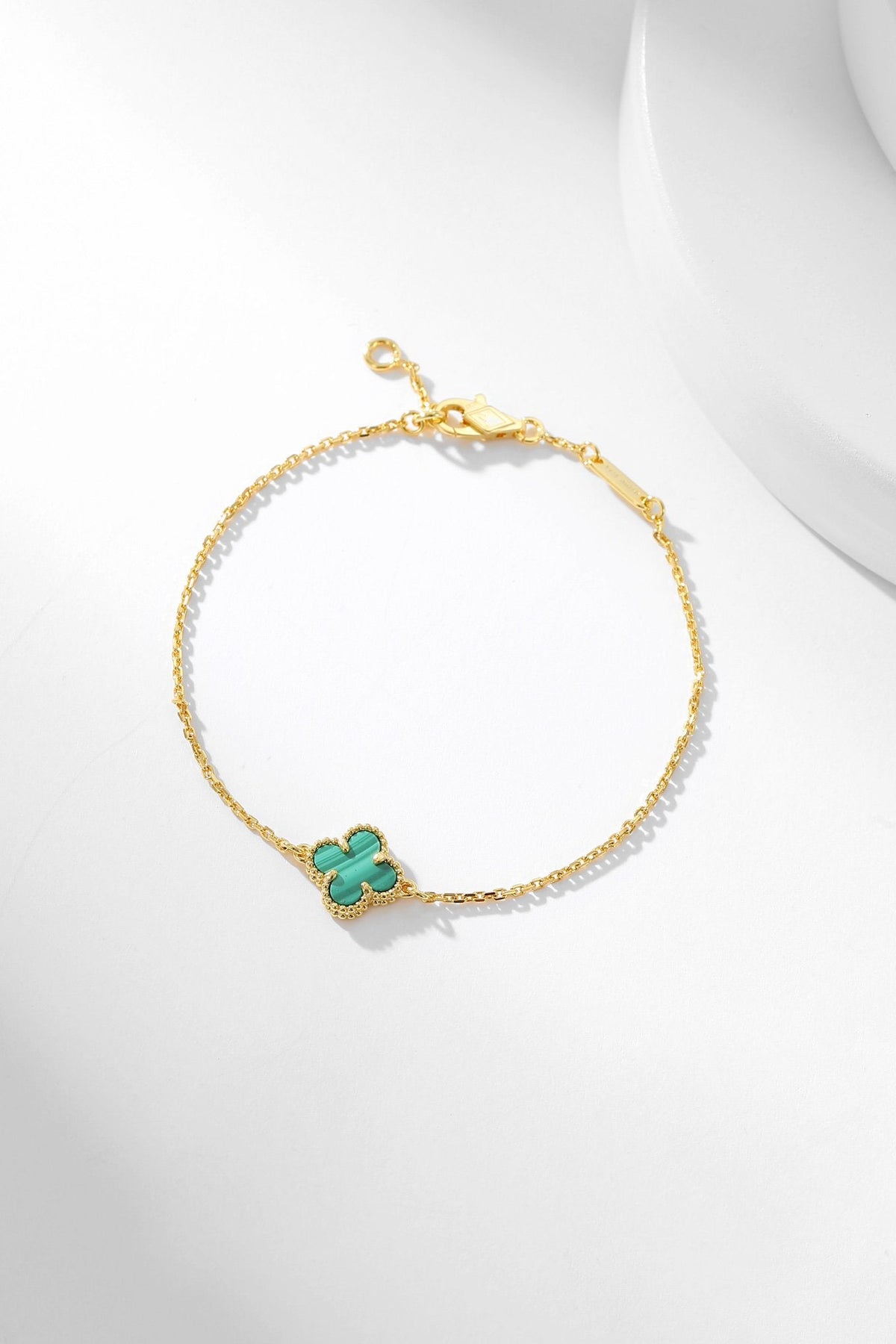 [Zalyn Jewelry ]CLOVER BRACELET MALACHITE 1 MOTIF