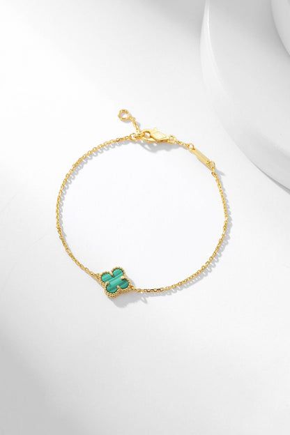 [Zalyn Jewelry ]CLOVER BRACELET MALACHITE 1 MOTIF