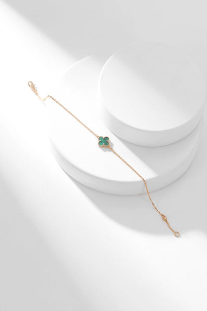 [Zalyn Jewelry ]CLOVER BRACELET MALACHITE 1 MOTIF
