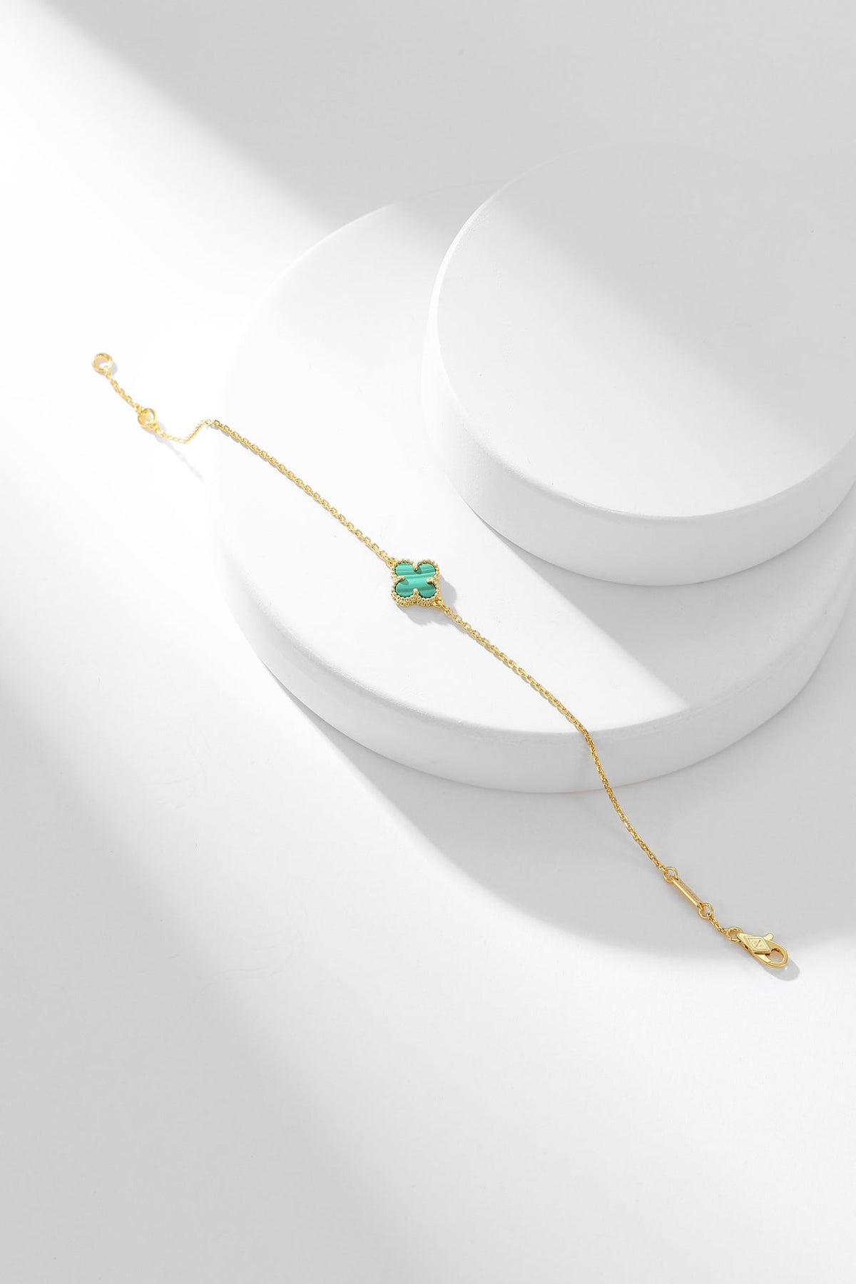 [Zalyn Jewelry ]CLOVER BRACELET MALACHITE 1 MOTIF