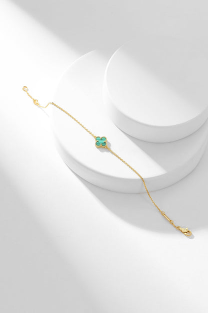 [Zalyn Jewelry ]CLOVER BRACELET MALACHITE 1 MOTIF