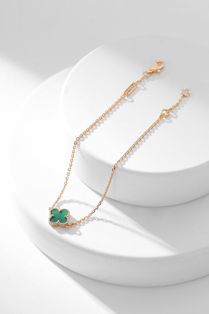 [Zalyn Jewelry ]CLOVER BRACELET MALACHITE 1 MOTIF