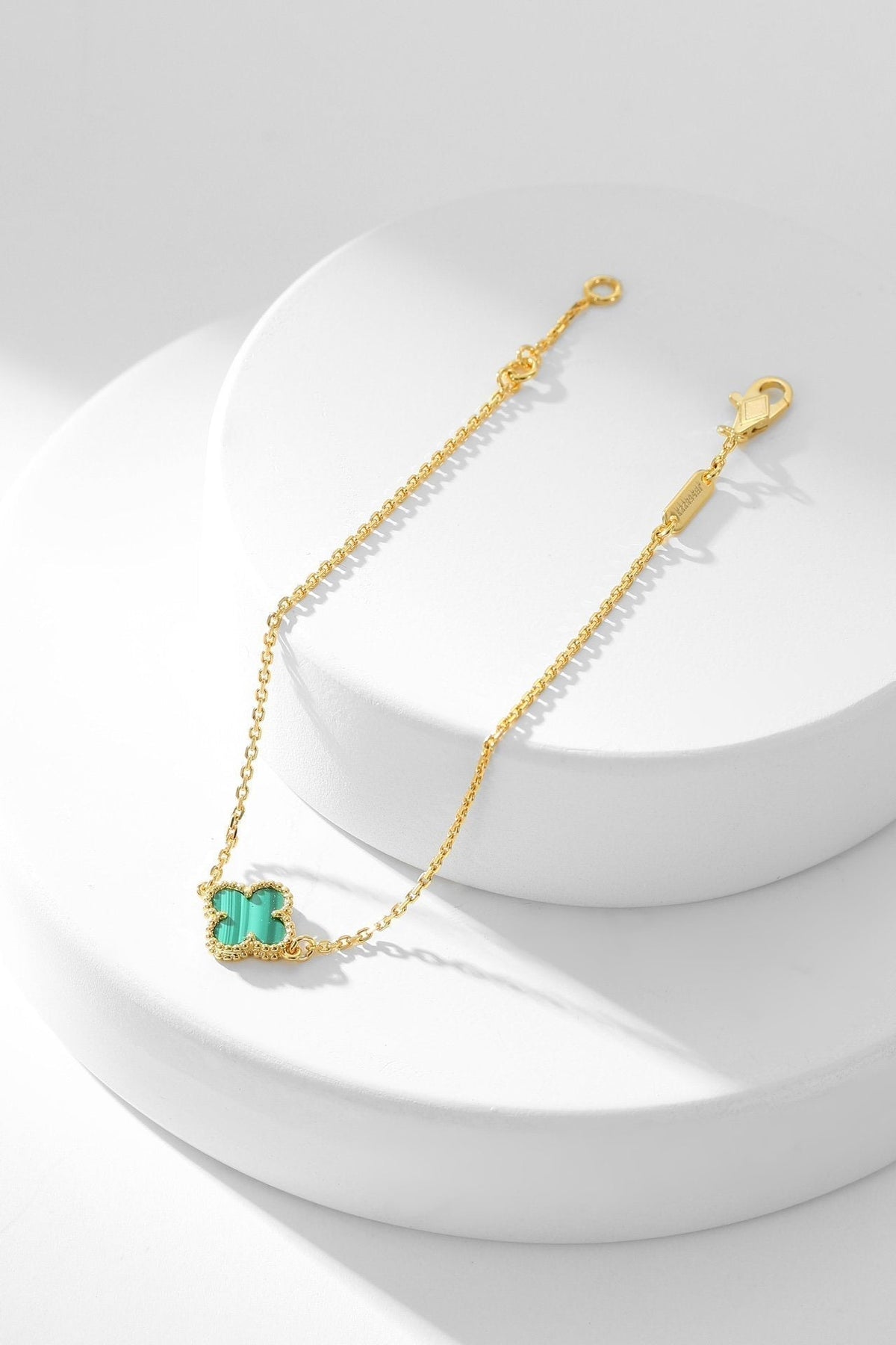 [Zalyn Jewelry ]CLOVER BRACELET MALACHITE 1 MOTIF