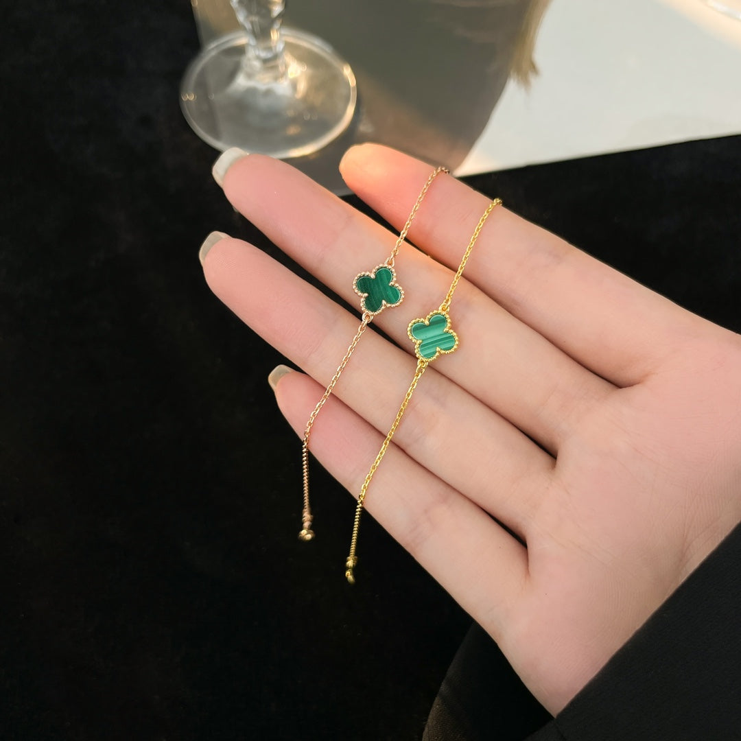 [Zalyn Jewelry ]CLOVER BRACELET MALACHITE 1 MOTIF