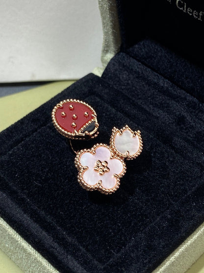 [Zalyn Jewelry ]LUCKY 3 MOTIF ROSE GOLD RING
