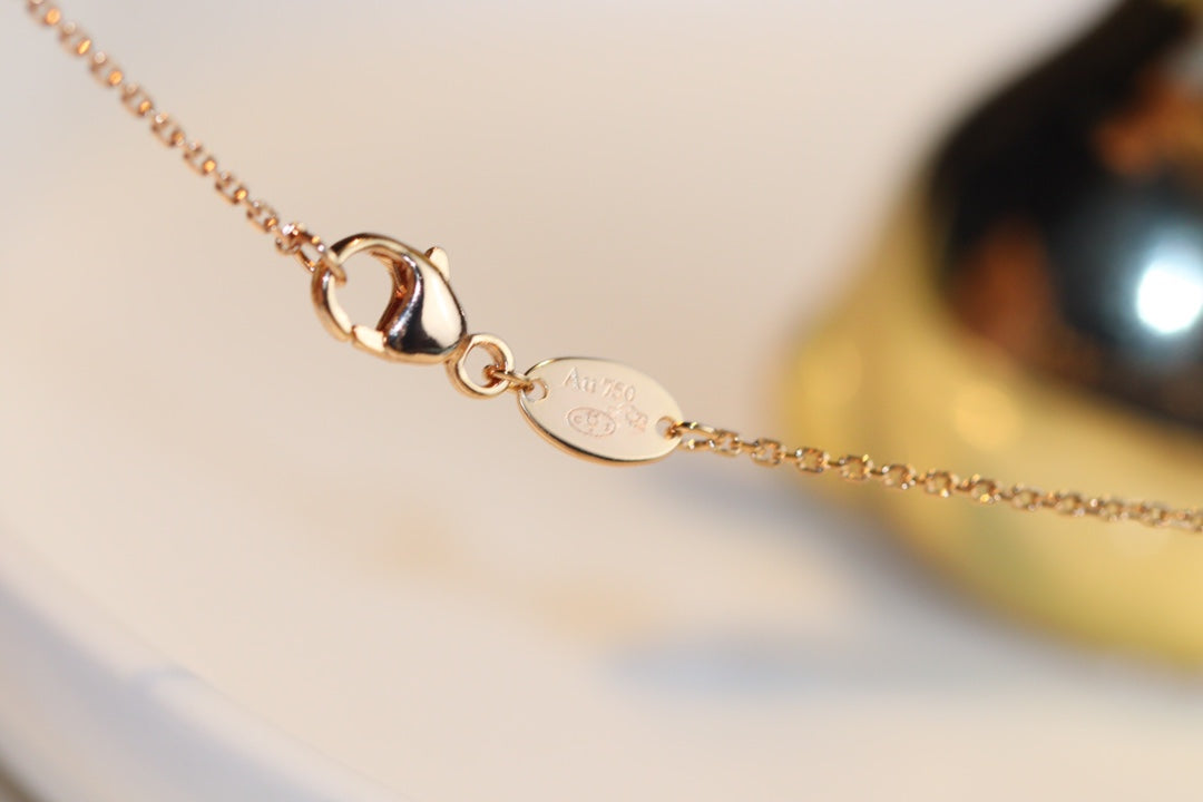 [Zalyn]JEUX MALACHITE 1 DIAMOND ROSE GOLD NECKLACE