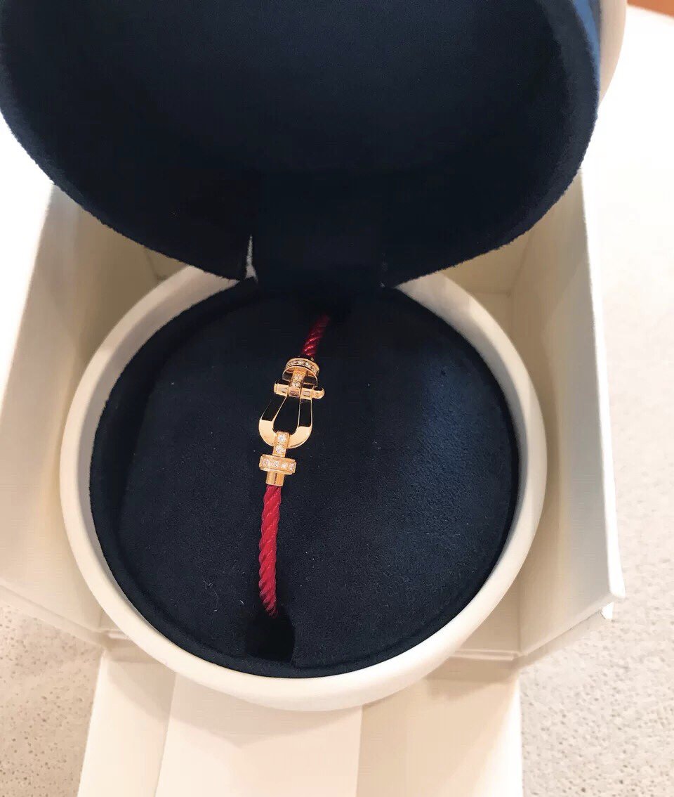 [Zalyn Jewelry ]FORCE 10 HALF DIAMOND PINK GOLD RED CORDERI LARGE AND MEDIUM MODEL
