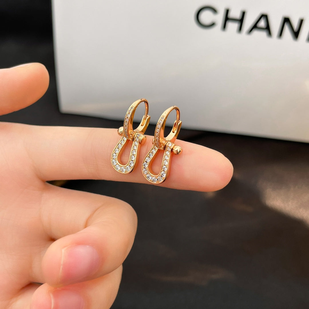 [Zalyn Jewelry ]FORCE 10 FULL DIAMOND DROP EARRINGS MEDIUM MODEL