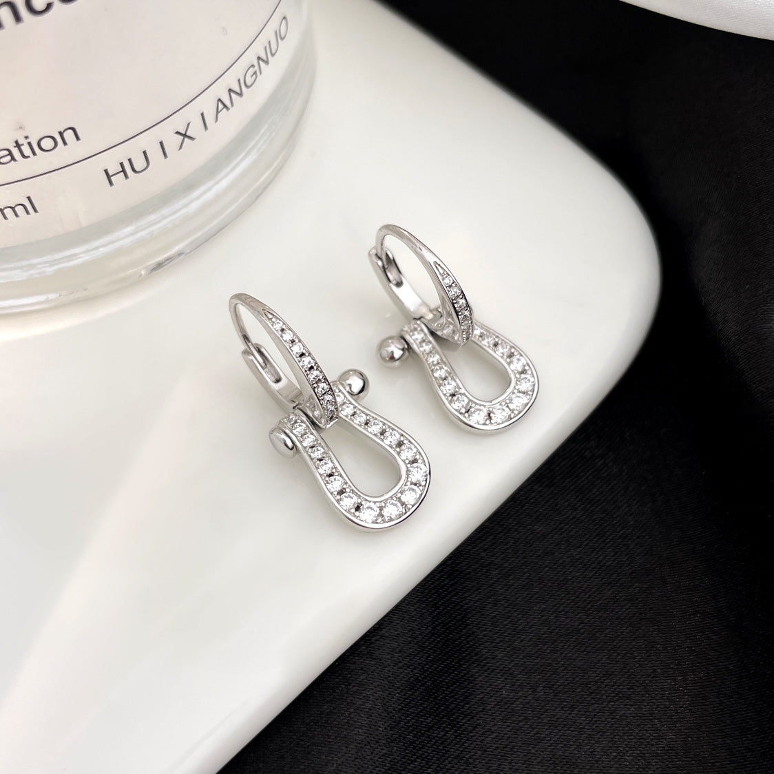 [Zalyn Jewelry ]FORCE 10 FULL DIAMOND DROP EARRINGS MEDIUM MODEL