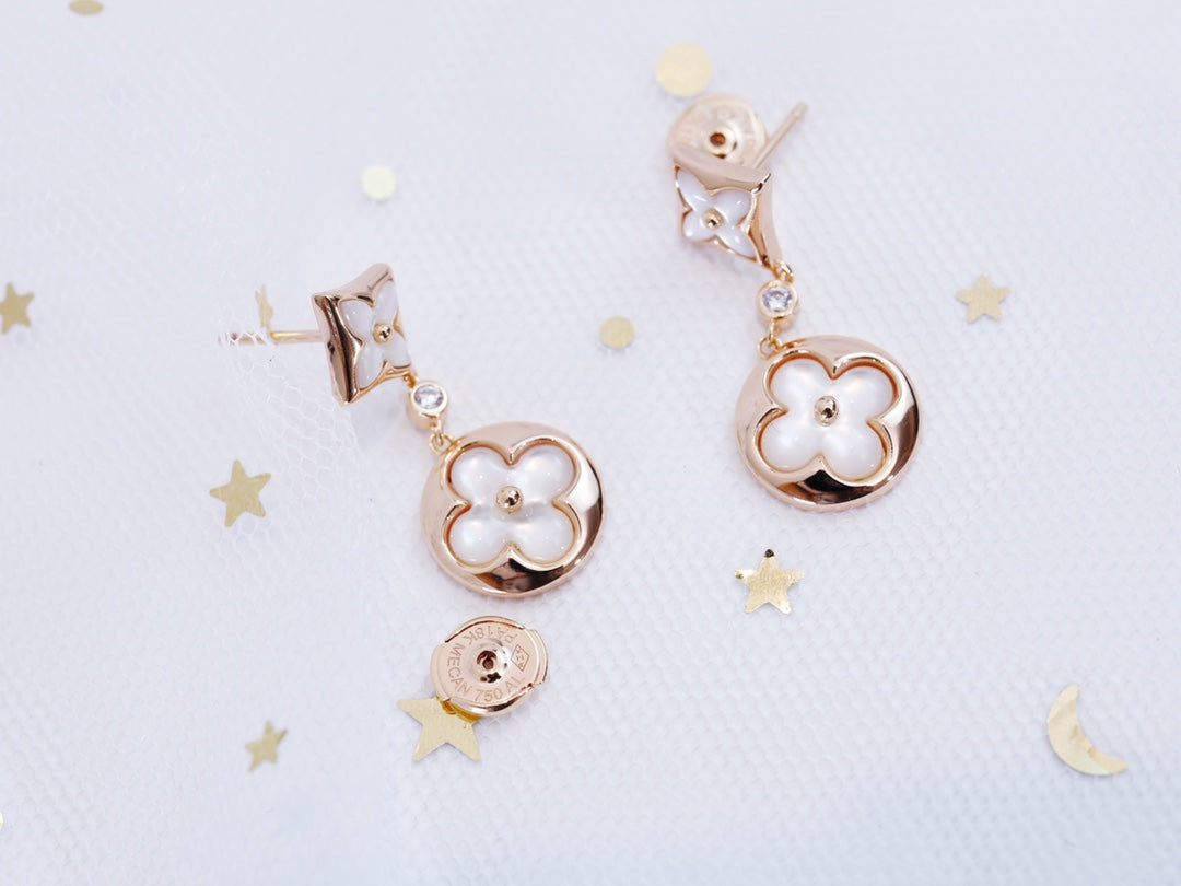[Zalyn]STAR AND SUN ROSE GOLD MOP DROP EARRINGS