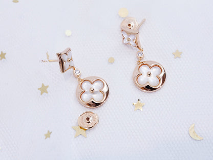 [Zalyn]STAR AND SUN ROSE GOLD MOP DROP EARRINGS