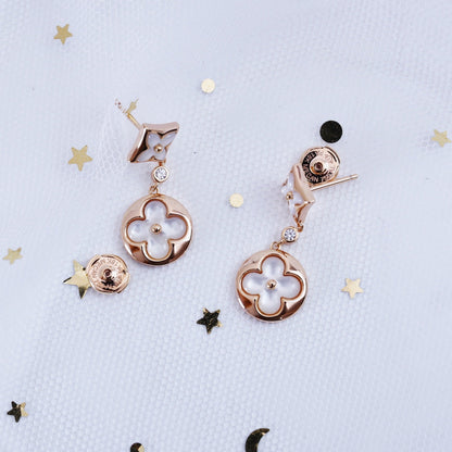 [Zalyn]STAR AND SUN ROSE GOLD MOP DROP EARRINGS