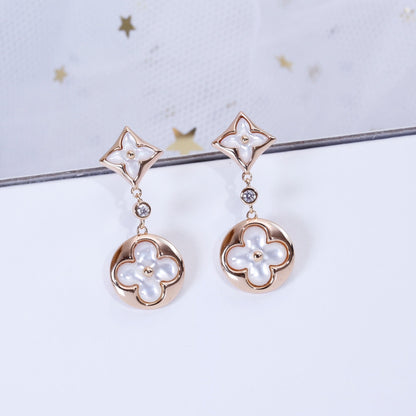 [Zalyn]STAR AND SUN ROSE GOLD MOP DROP EARRINGS
