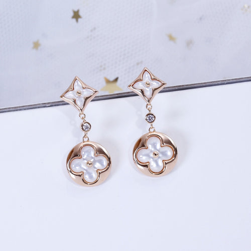 [Zalyn]STAR AND SUN ROSE GOLD MOP DROP EARRINGS