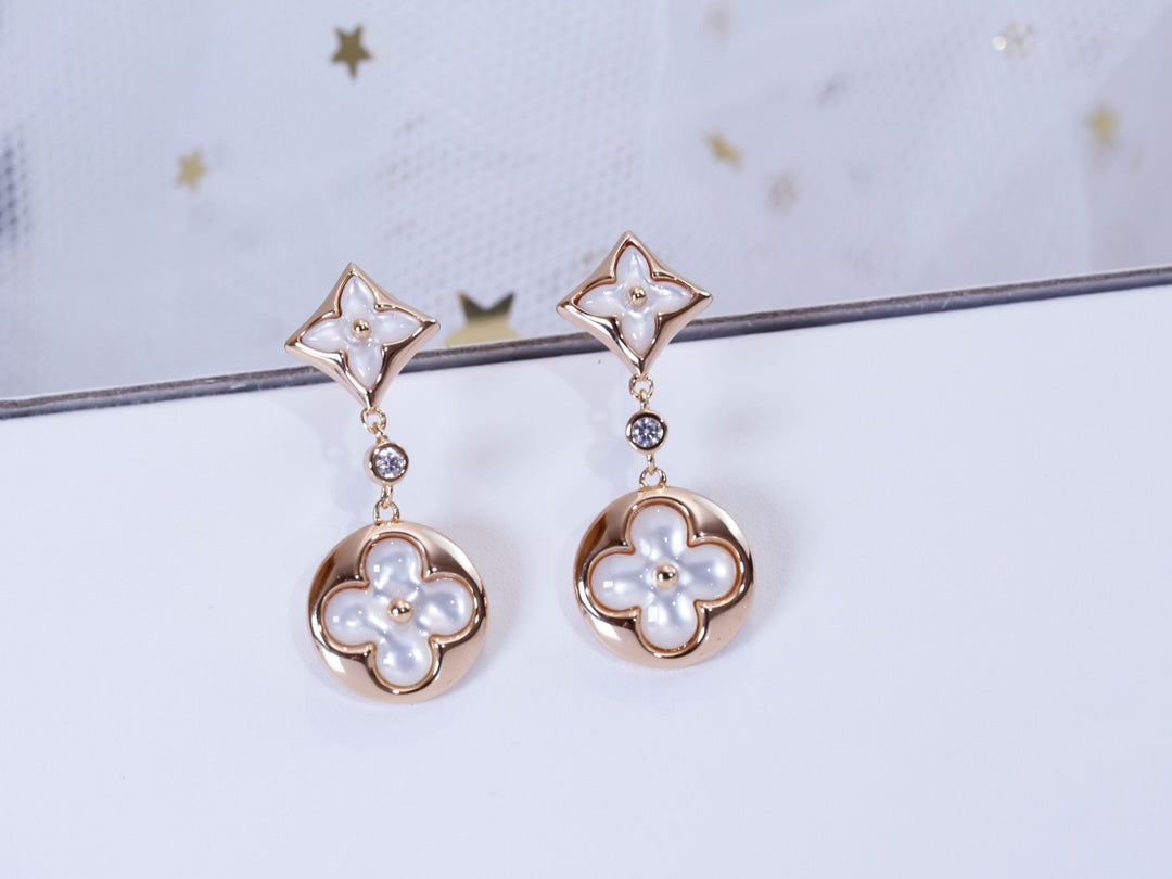 [Zalyn]STAR AND SUN ROSE GOLD MOP DROP EARRINGS