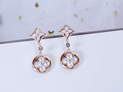 [Zalyn]STAR AND SUN ROSE GOLD MOP DROP EARRINGS