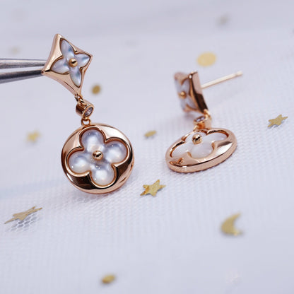 [Zalyn]STAR AND SUN ROSE GOLD MOP DROP EARRINGS