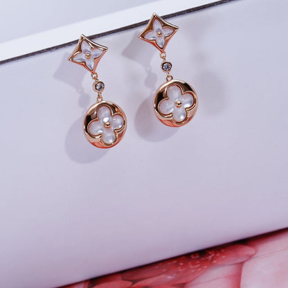 [Zalyn]STAR AND SUN ROSE GOLD MOP DROP EARRINGS