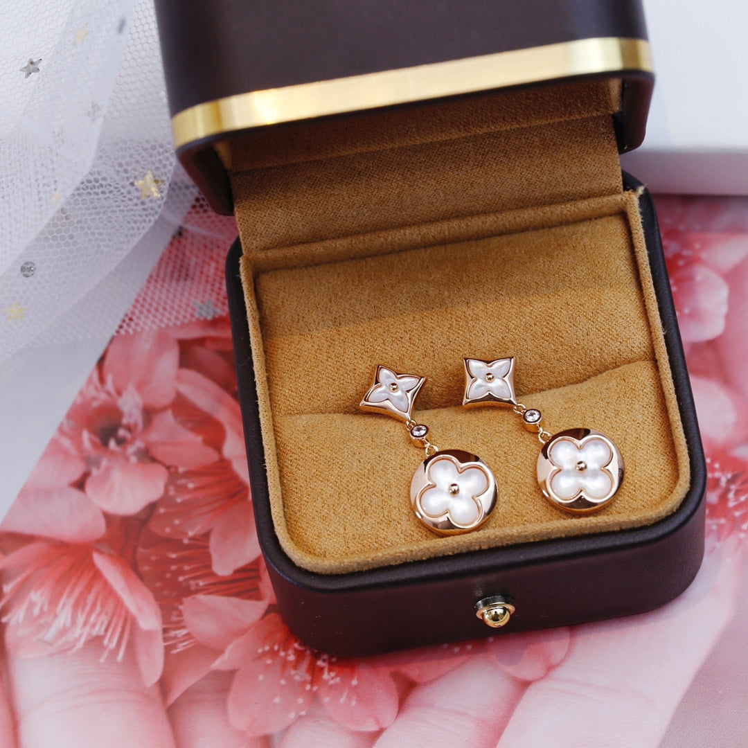 [Zalyn]STAR AND SUN ROSE GOLD MOP DROP EARRINGS