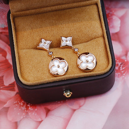 [Zalyn]STAR AND SUN ROSE GOLD MOP DROP EARRINGS