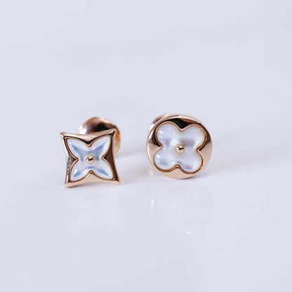[Zalyn]STAR AND SUN ROSE GOLD MOP STUD EARRINGS