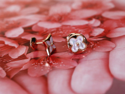 [Zalyn]STAR AND SUN ROSE GOLD MOP STUD EARRINGS