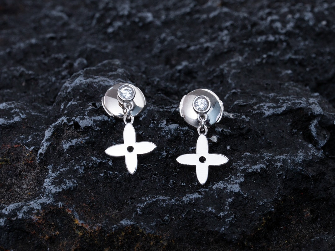 [Zalyn]VIDYLLE SILVER DIAMOND MINI DROP EARRINGS