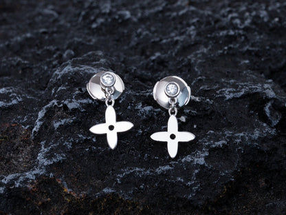 [Zalyn]VIDYLLE SILVER DIAMOND MINI DROP EARRINGS